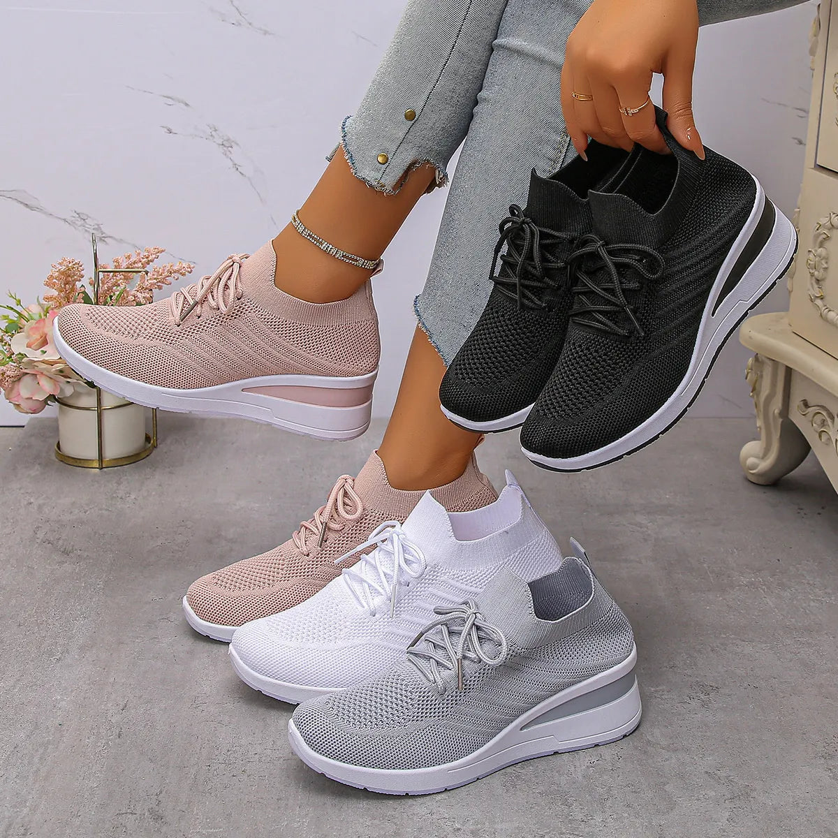Lace Up Wedge Athletic
