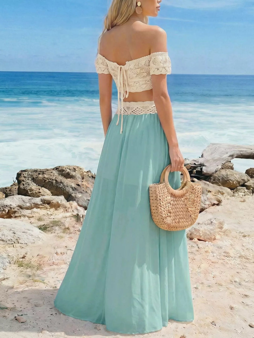 Crochet Top and Maxi Skirt Set