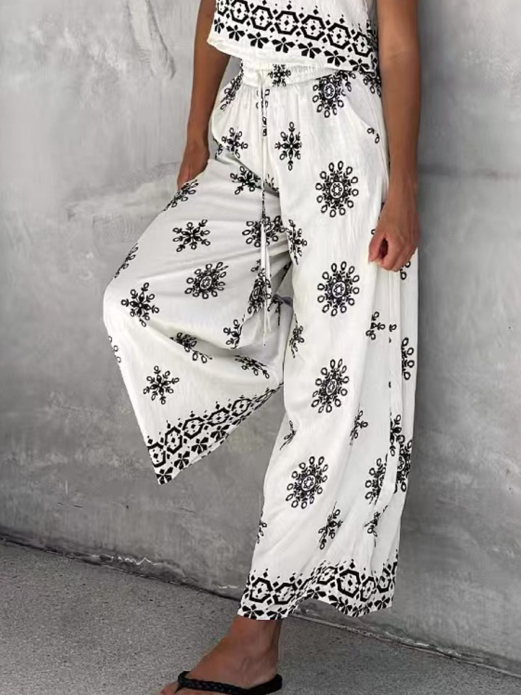 Sleeveless Top and Wide Leg Pants Set