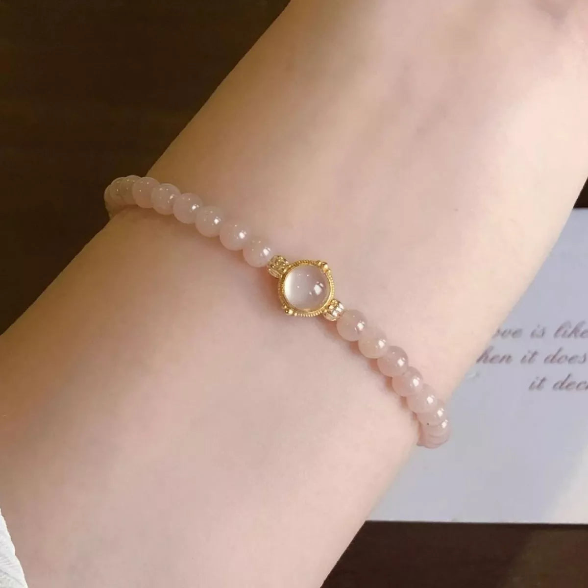 18K Gold-Plated Moonstone Bead Bracelet