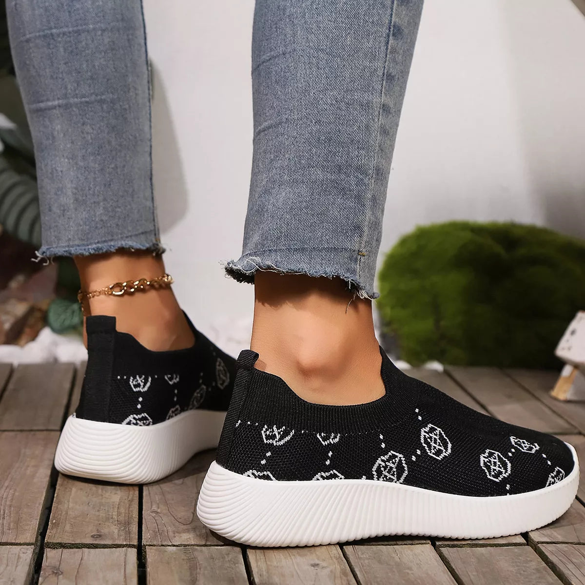 Mesh Round Toe Slip-Ons
