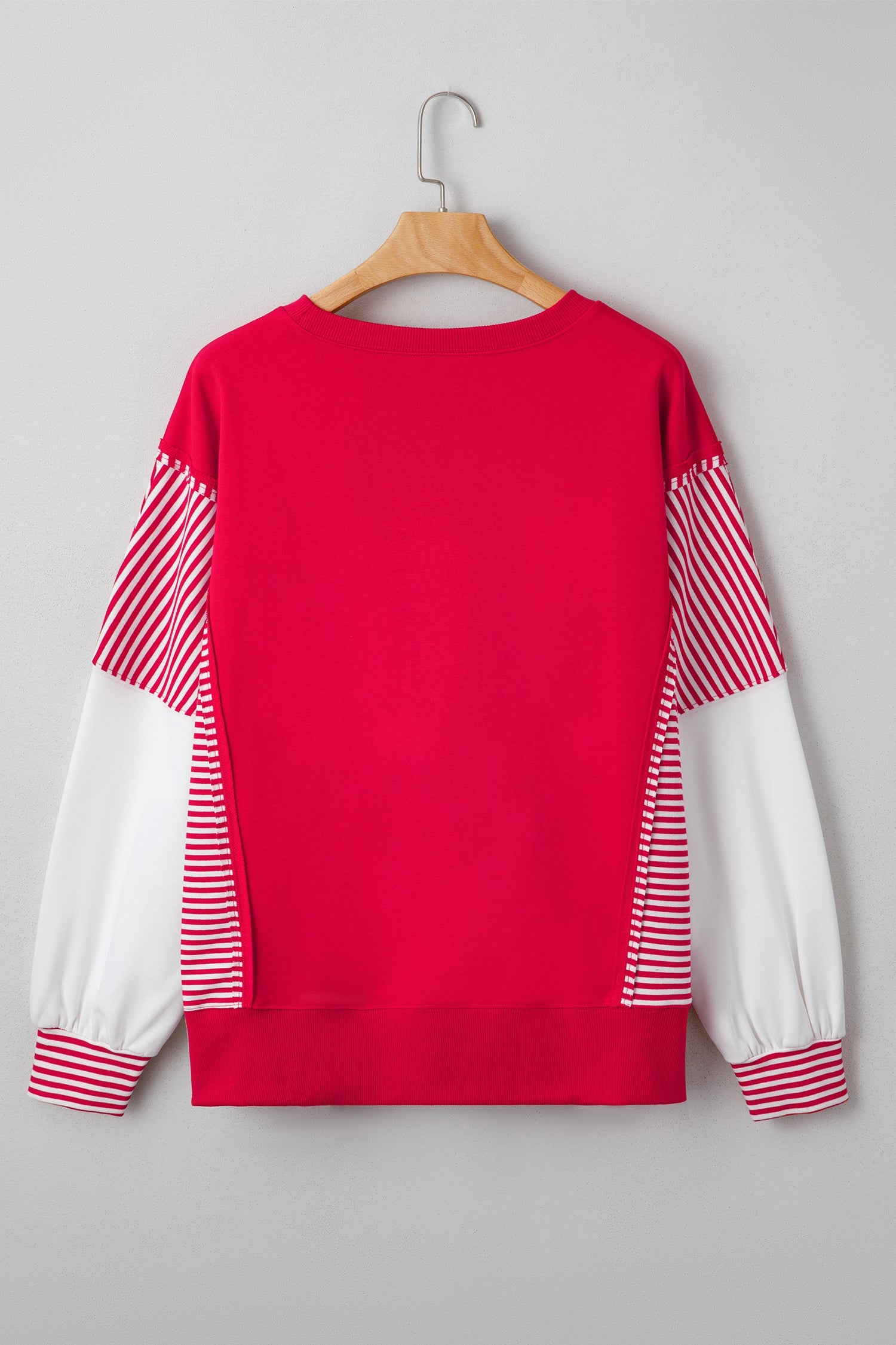 Stripe Leopard Patchwork Long Sleeve Sweatshirt
