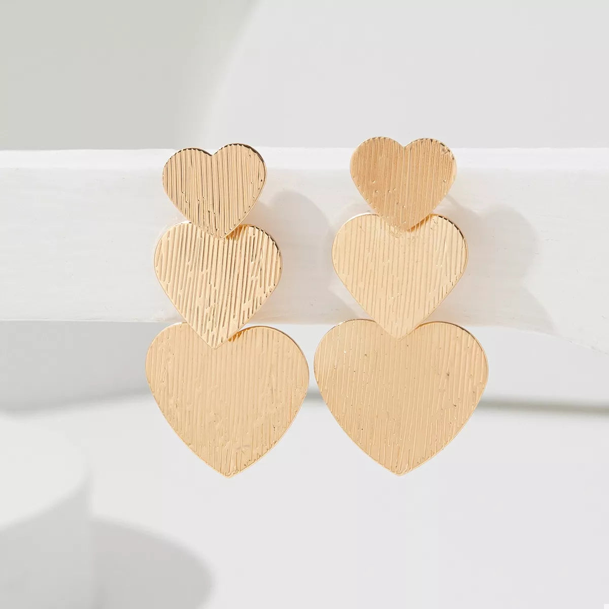 Golden Heart Dangle Earrings