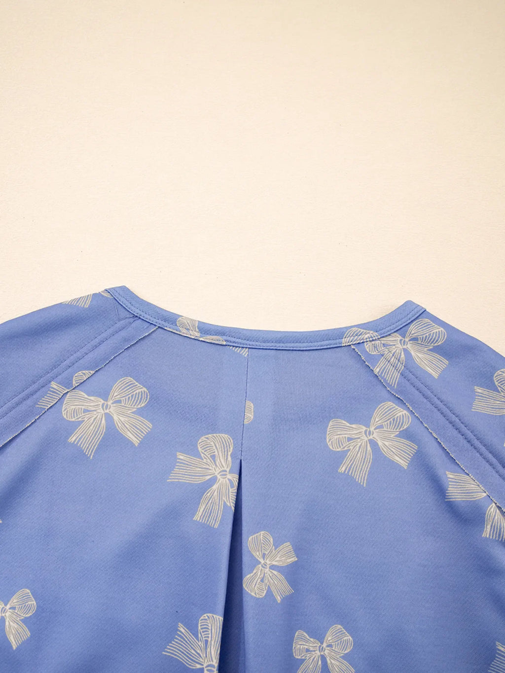 Bow Knot Print Crewneck Ruffled Sleeve Shift Mini Dress