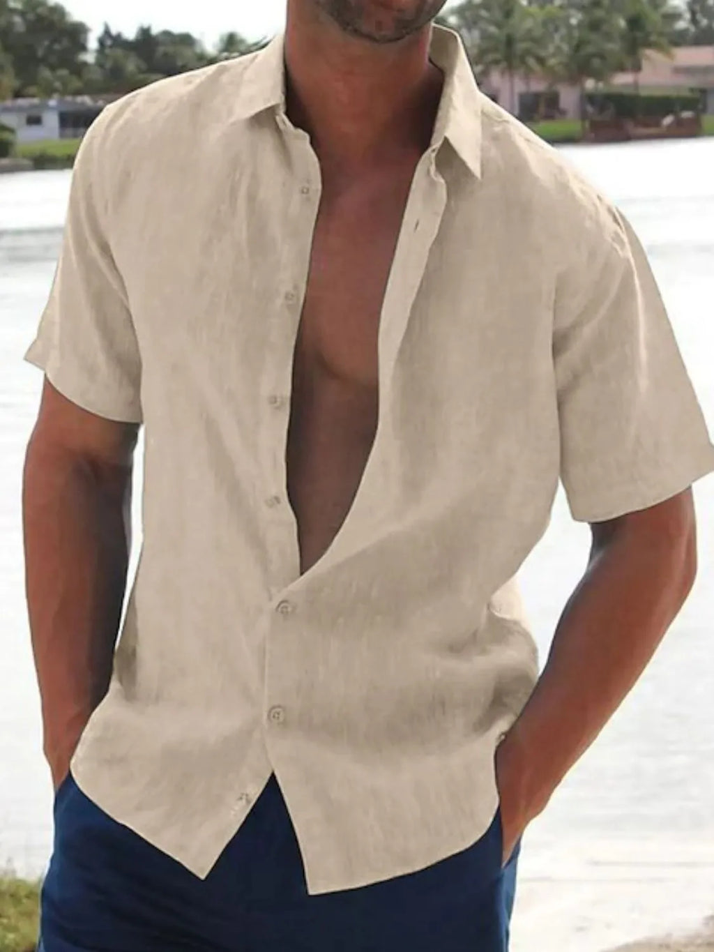Men's Full Size Button Up Short Sleeve Shirt Plus Size
