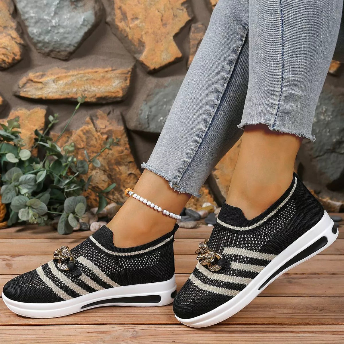 Round Toe Mesh Slip-Ons