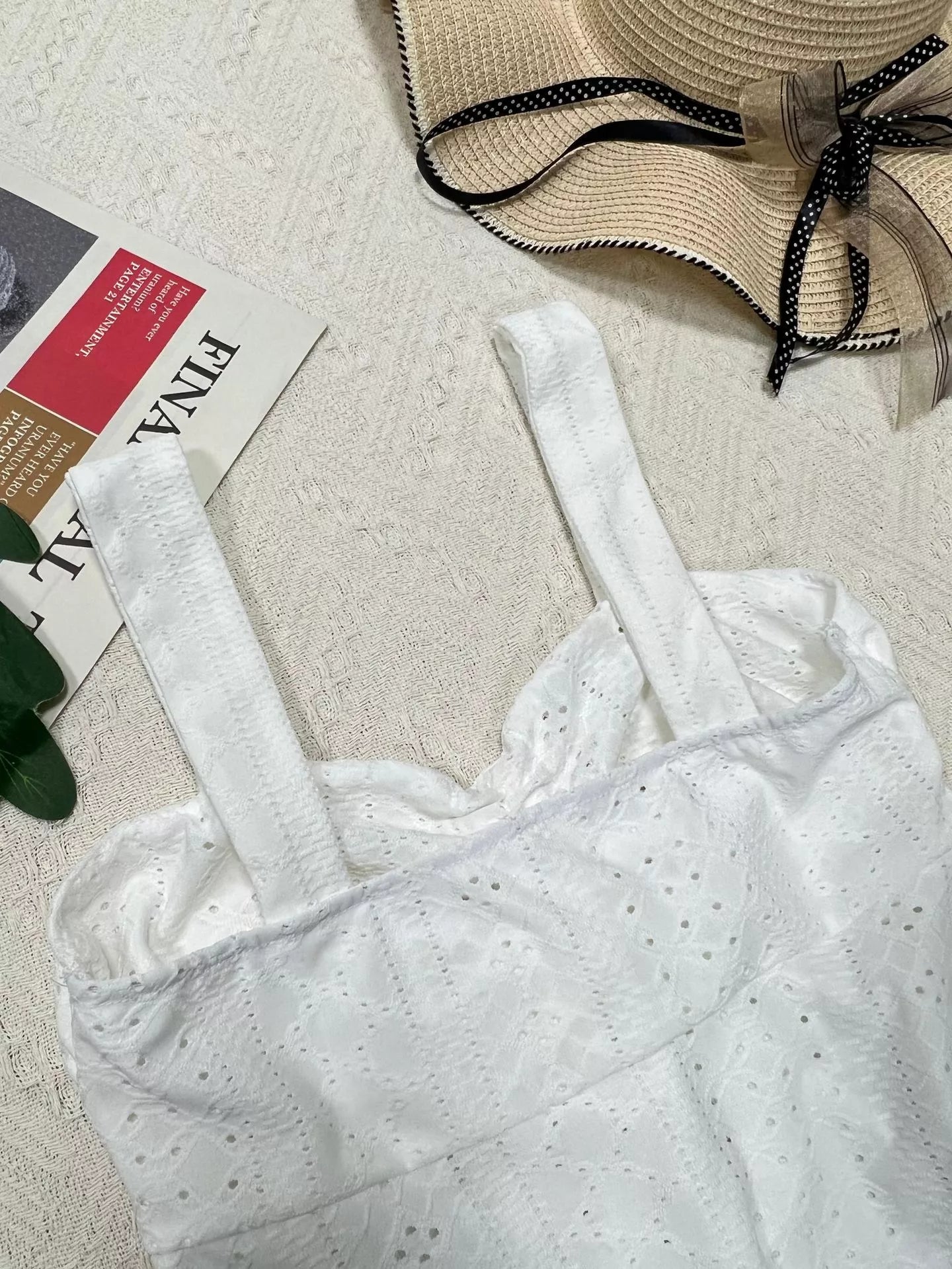 Eyelet Embroidered Drawstring Cami Top