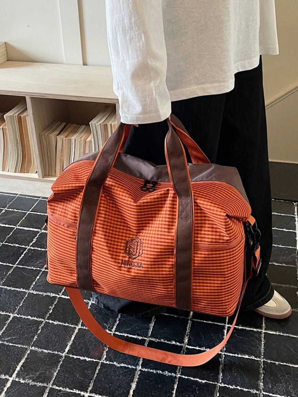 Plaid Oxford Cloth Travel Bag