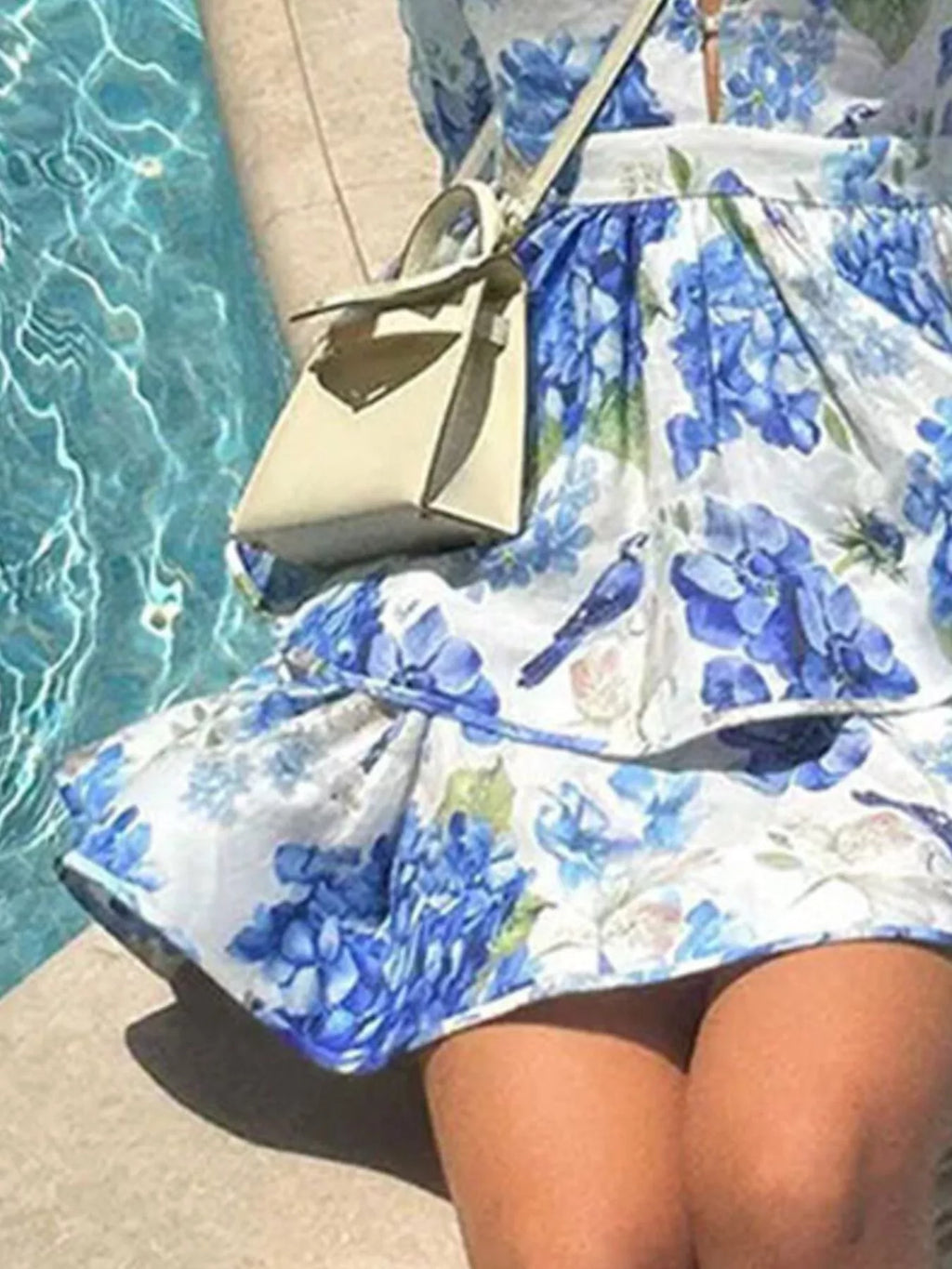 Floral Print Ruffle Layered Mini Dress