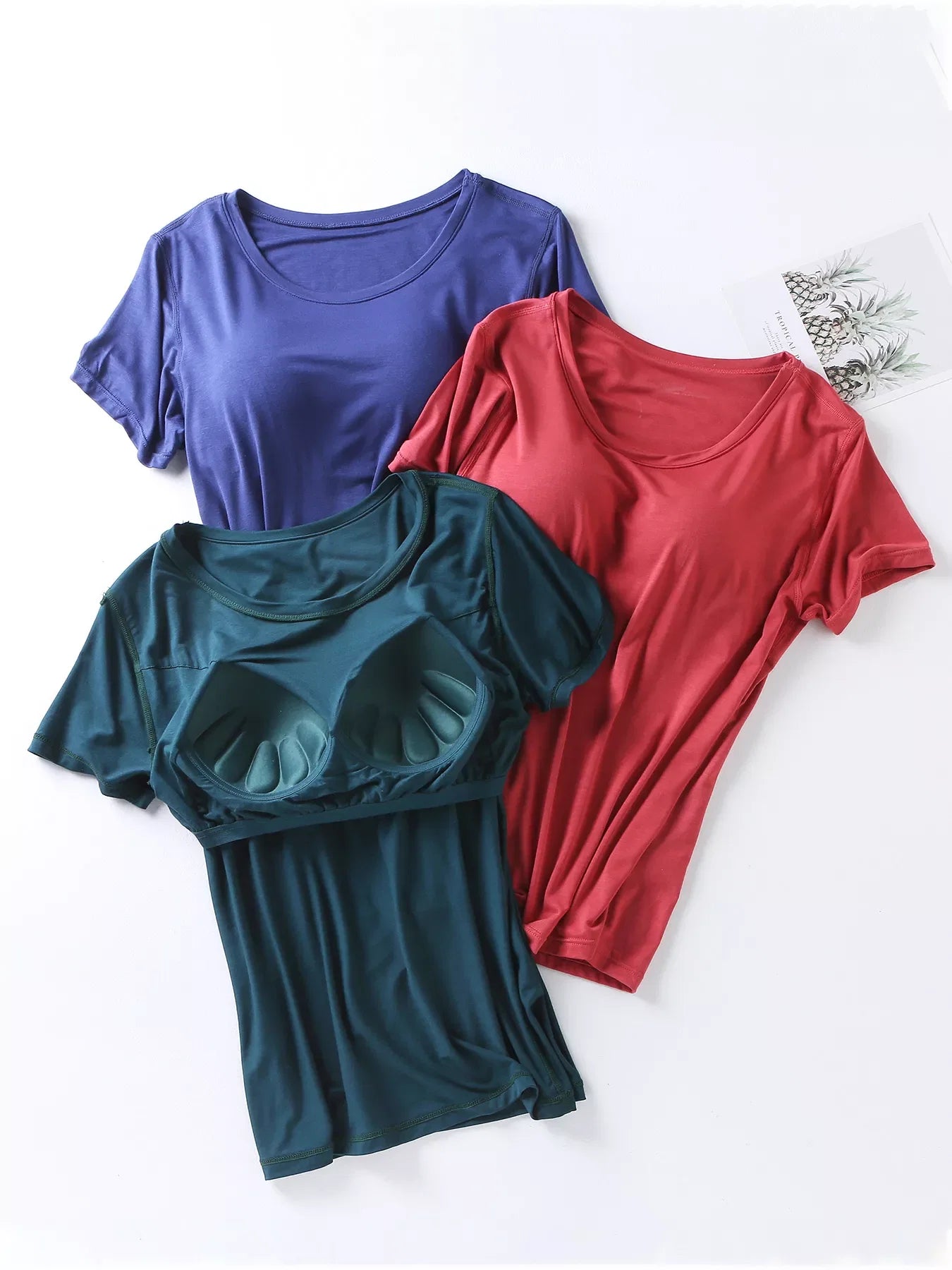 Plus Size Padded Round Neck Modal T-Shirt and Shorts Set