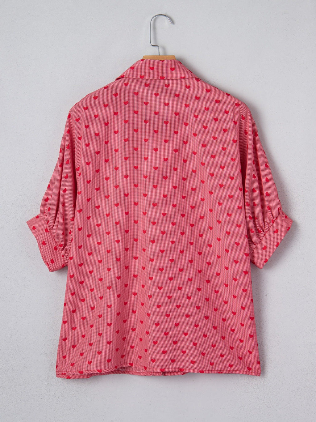 Heart Print Button-Down Shirt