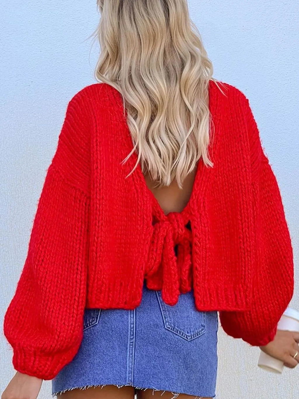 Tied Drop Shoulder Cardigan