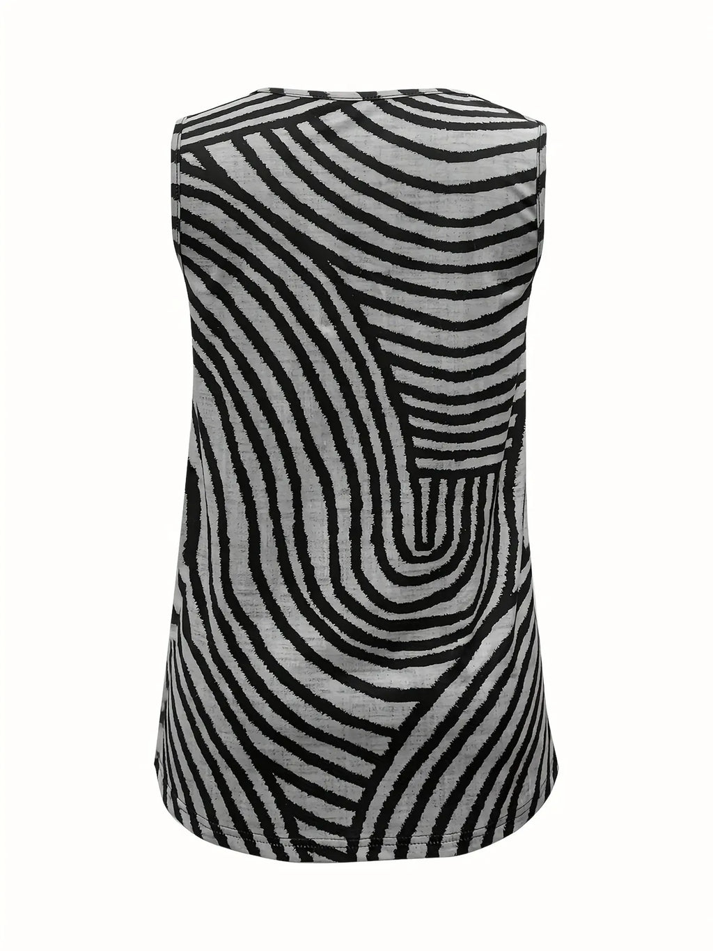 Sleeveless Zebra Print Button-Up Tank Top