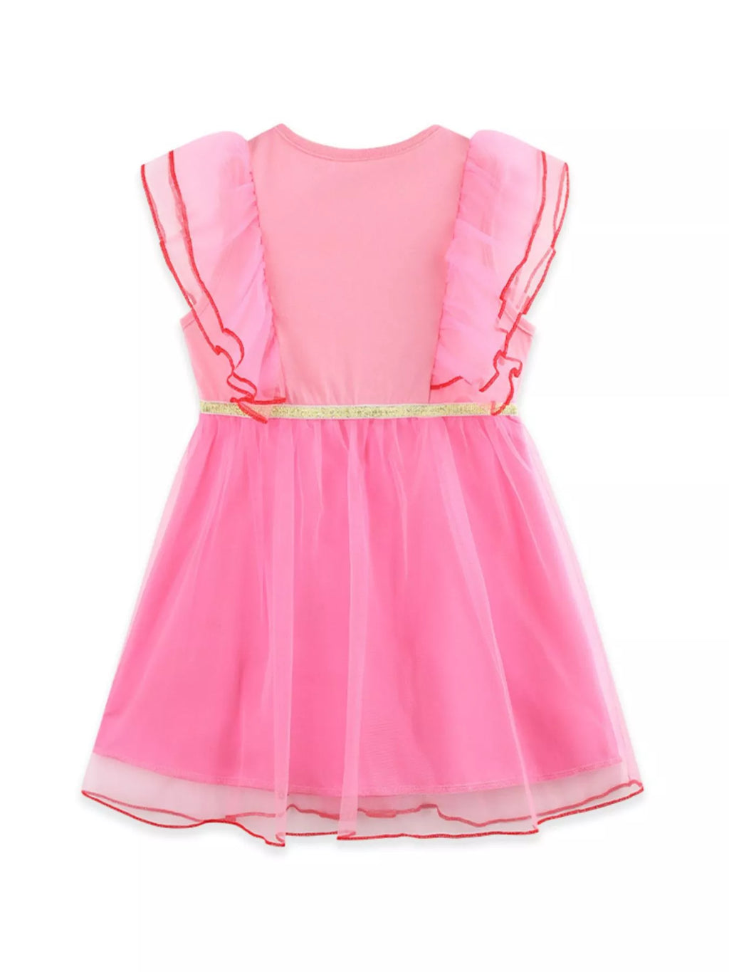 Children's Strawberry Embroidered Ruffle Sleeve Tulle Dress