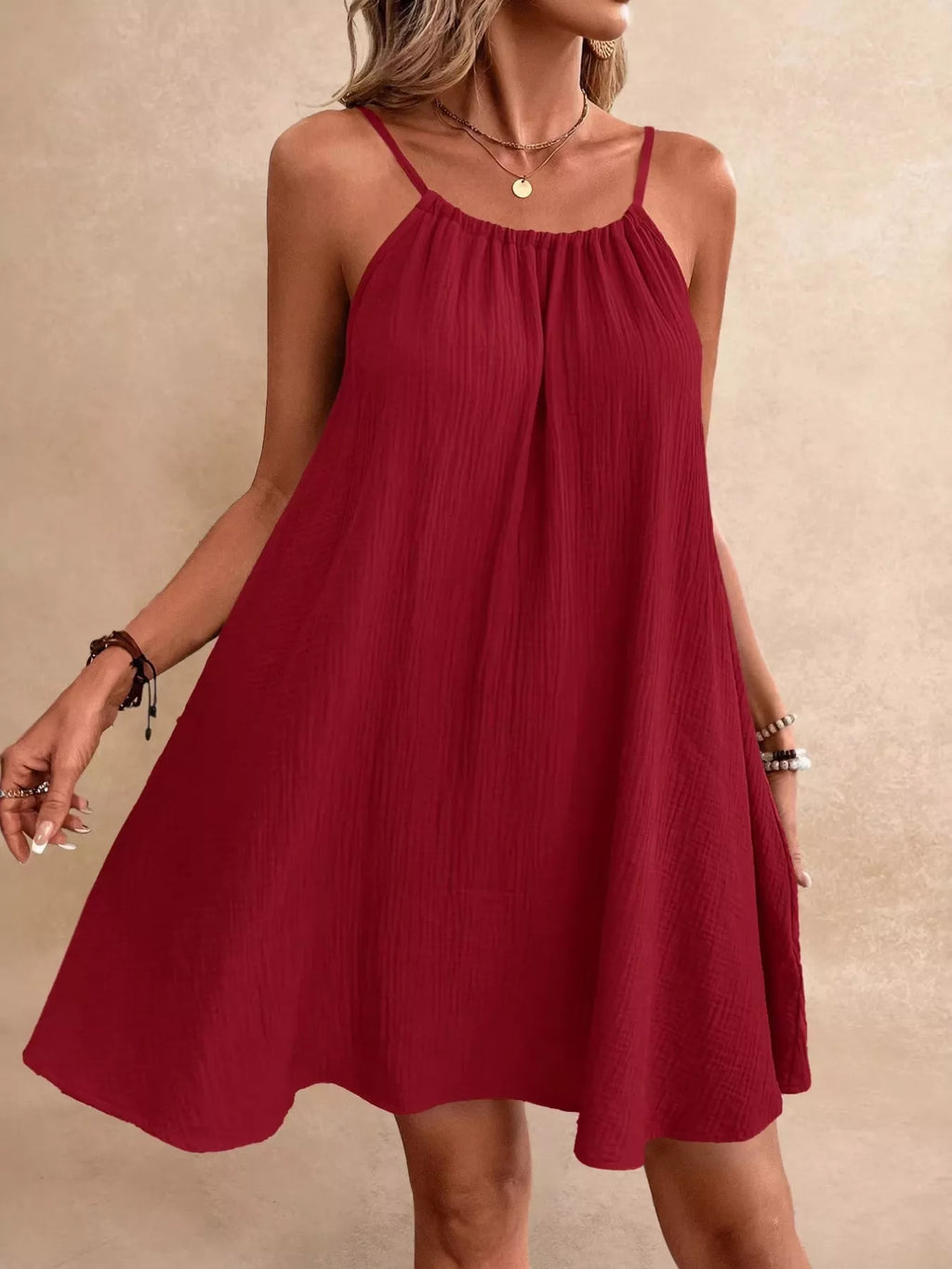 Casual Loose Spaghetti Strap Mini Dress