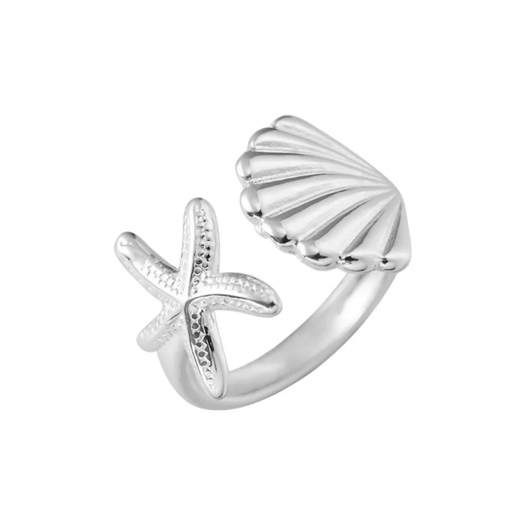 Starfish & Seashell Open Ring
