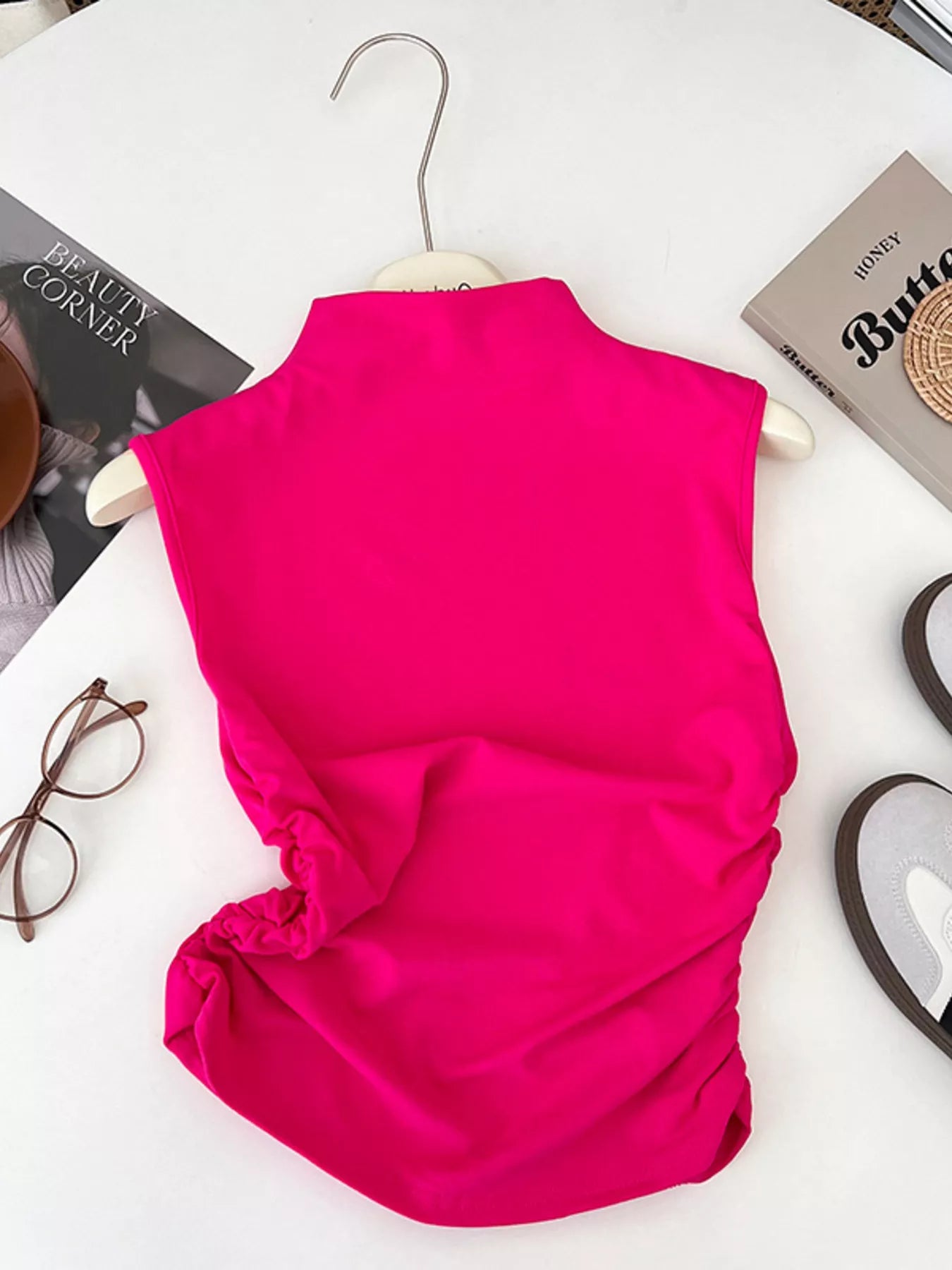 Ruched Mock Neck Tank