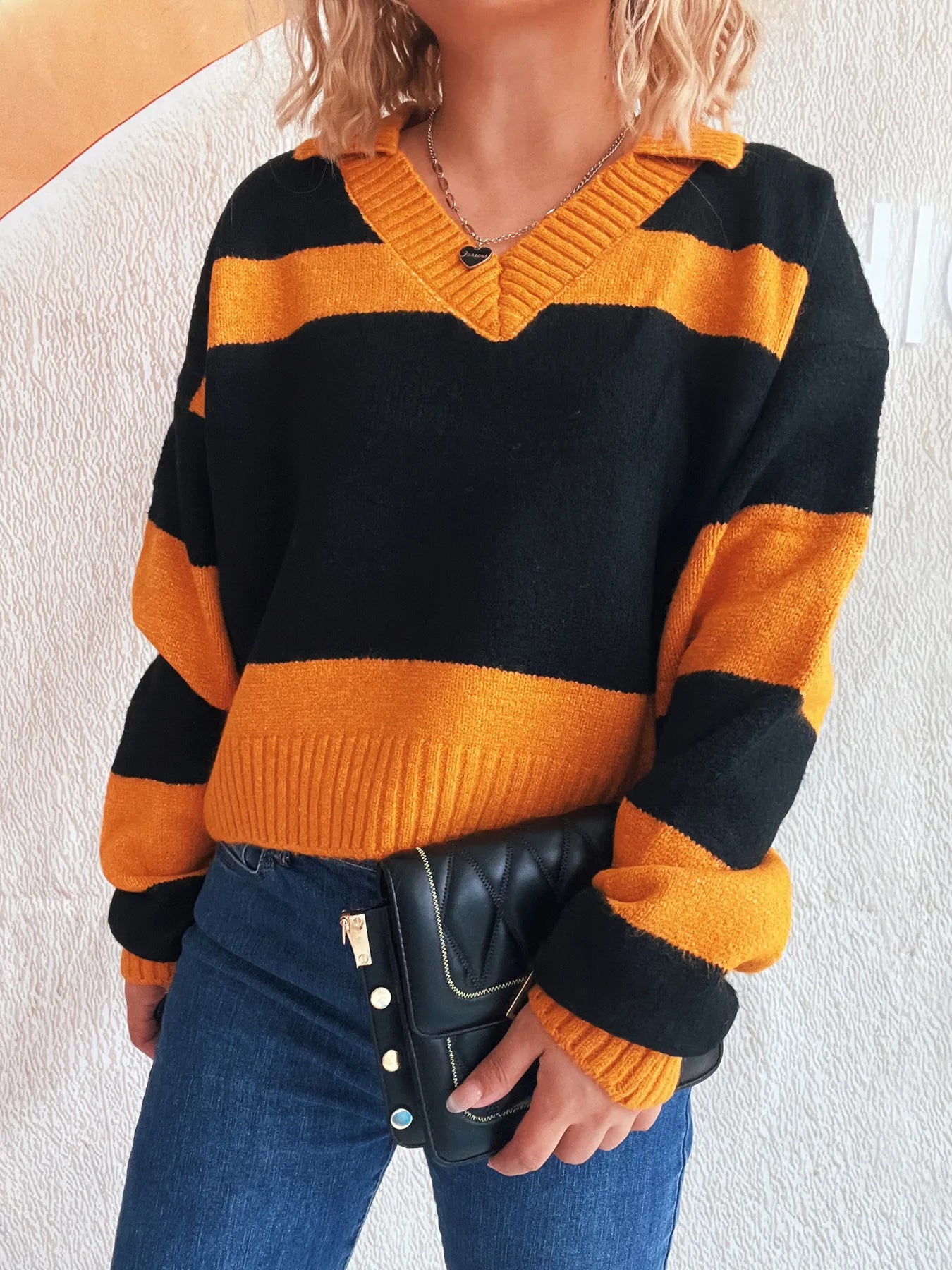 Color Block Long Sleeve Sweater