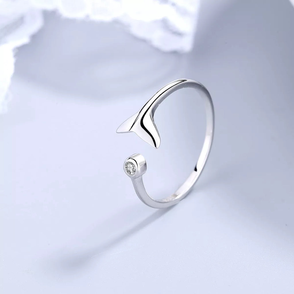 925 Sterling Silver Whale Tail Ring