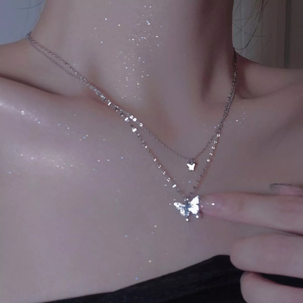 Double Layered Butterfly Necklace