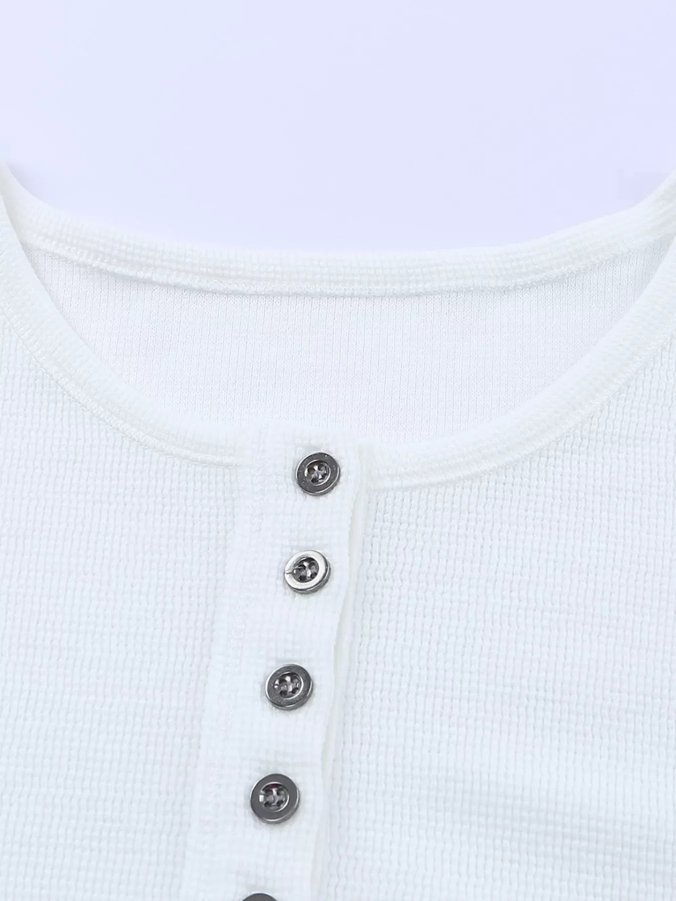 Waffle Knit Henley Top