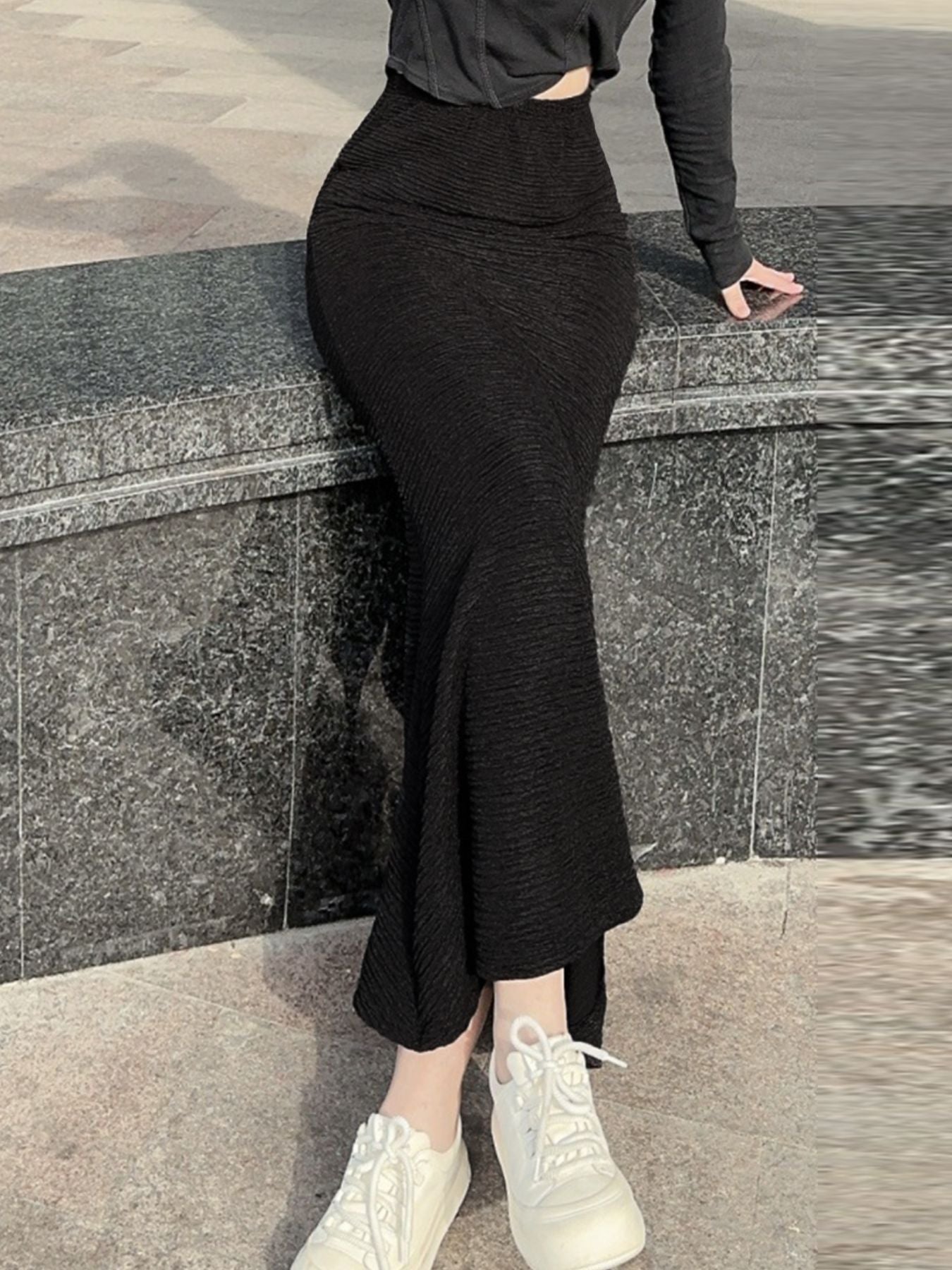 Textured Knit Mermaid Skirt