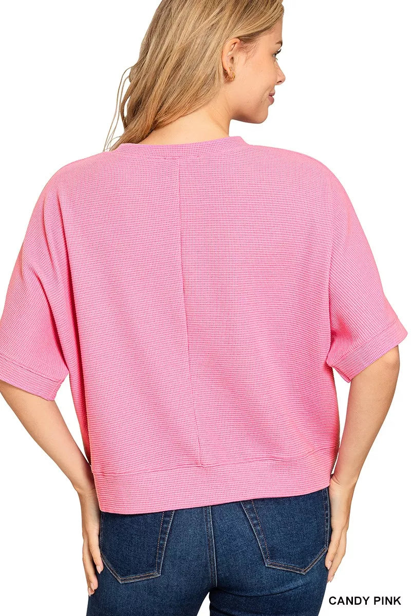 Zenana Double Knit Banded Bottom Short Sleeve Top
