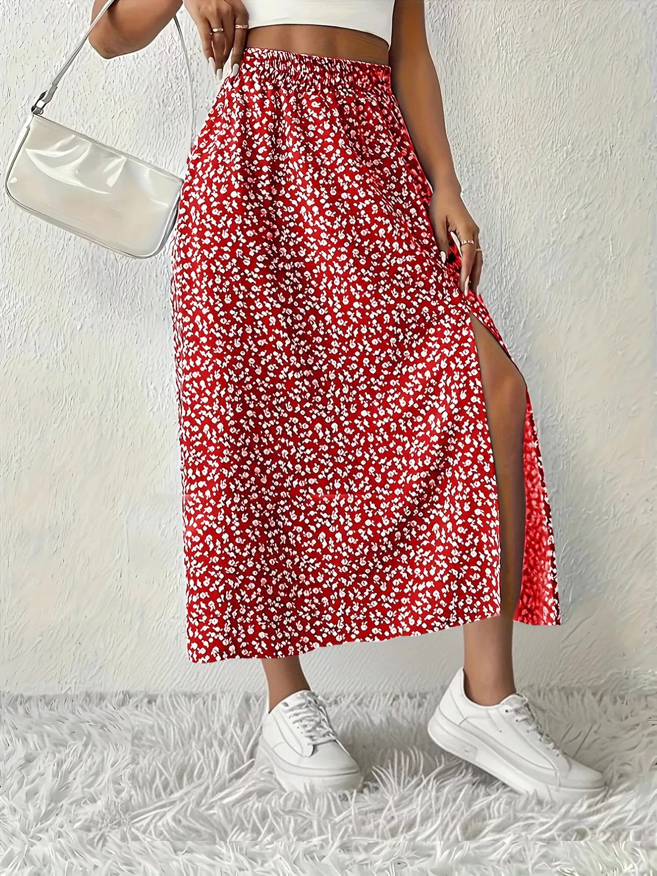 Slit Printed Skirt