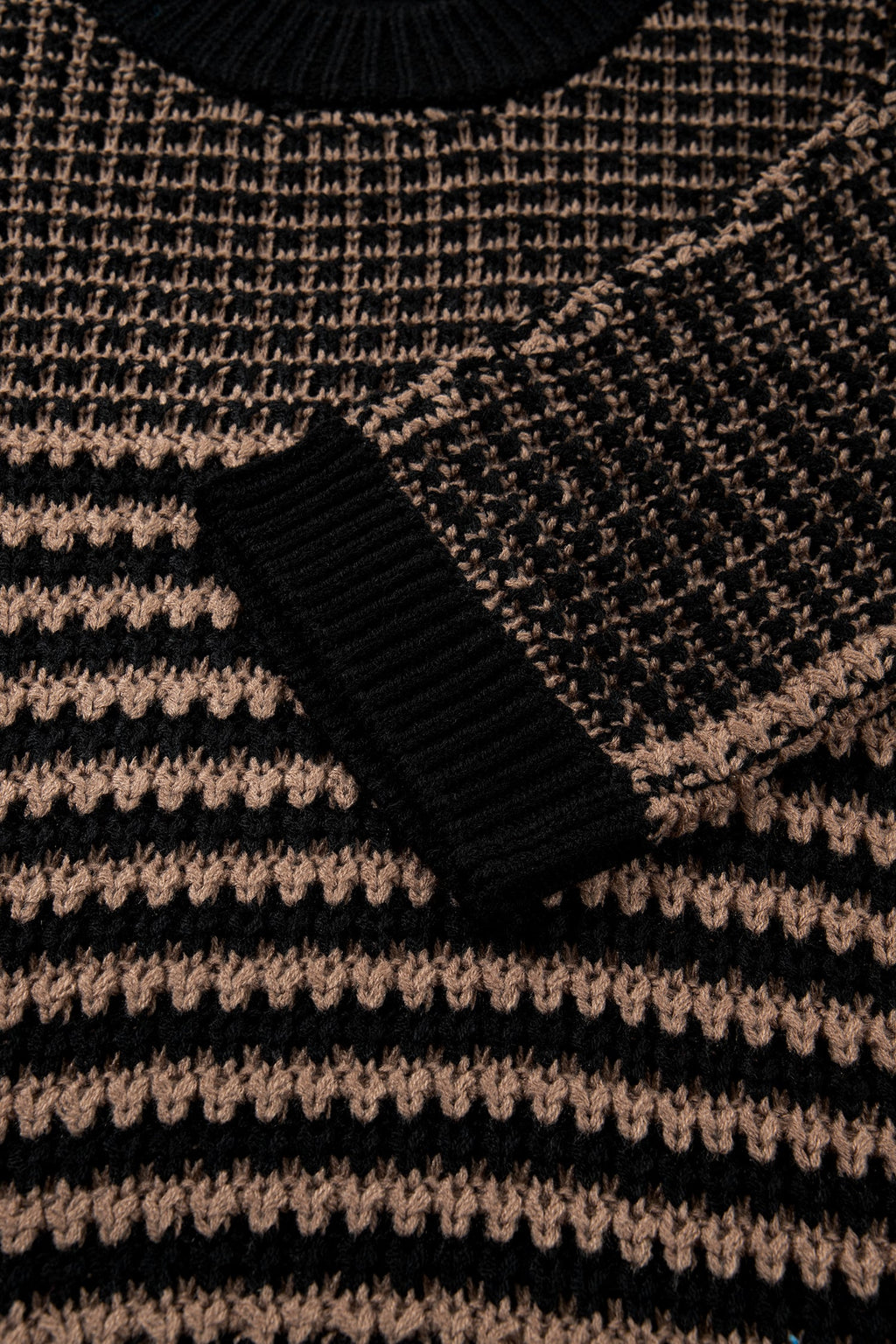 Stripe Draped 3/4 Sleeve Slouchy Sweater