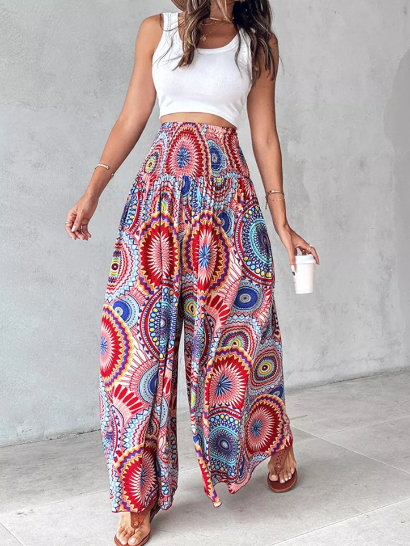 Printed Wide-Leg Pants