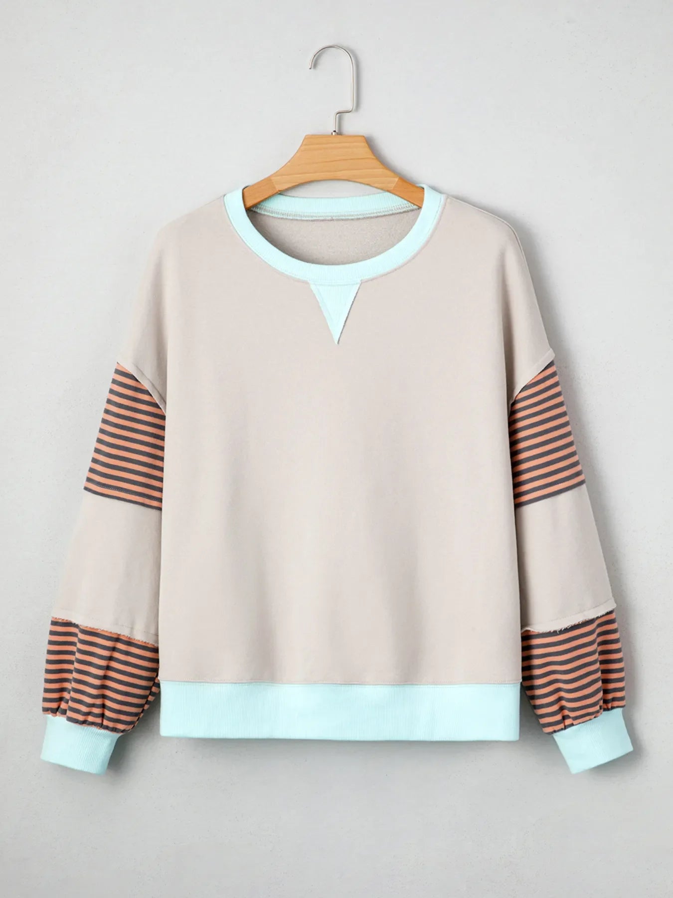 Striped Colorblock Patchwork Drop Shoulder Sweatshirt