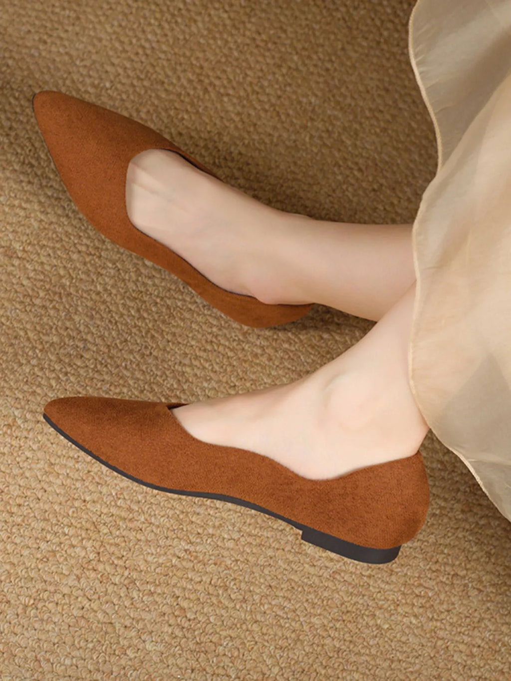 Solid Color Point Toe Slip-Ons
