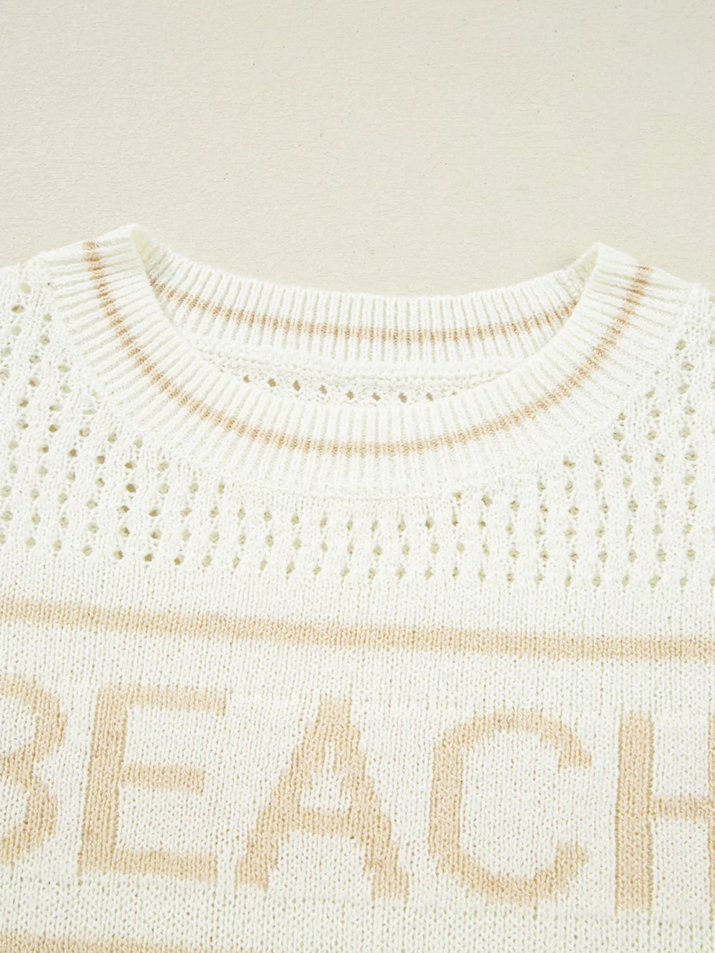 BEACH Hollow Out Knitted Lightweight Dolman Sweater