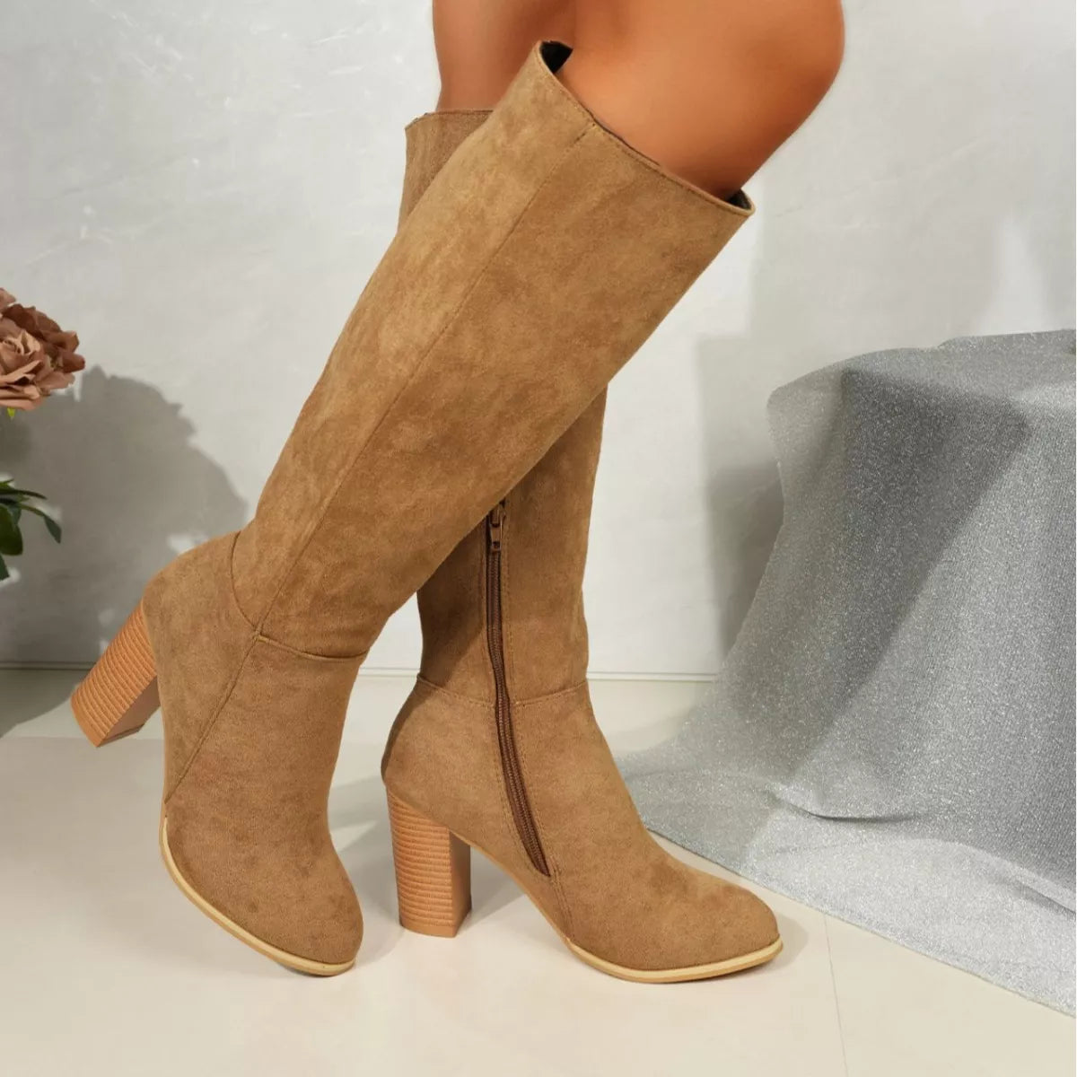 Point Toe Block Heels Boots