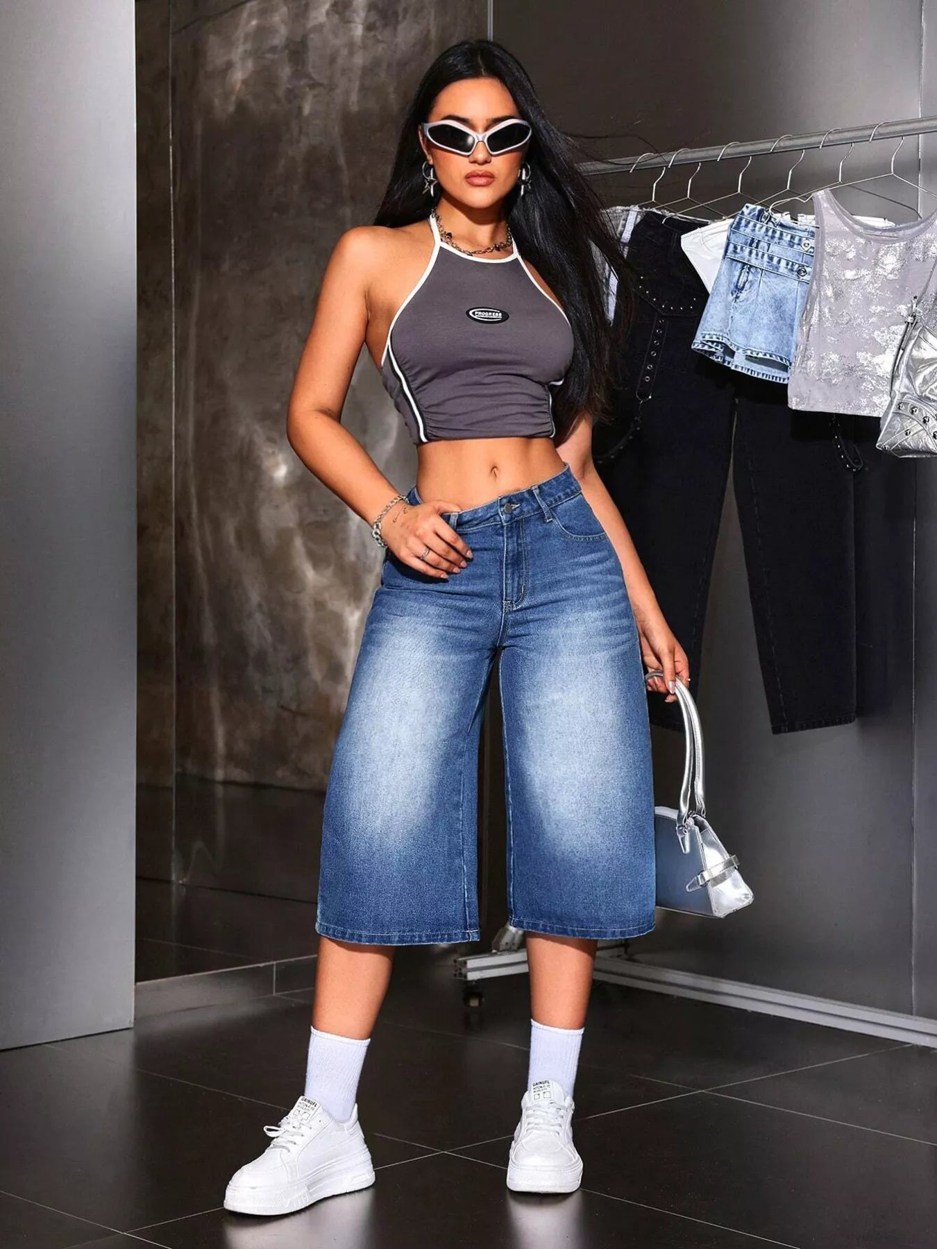 Wide Leg Denim Capris