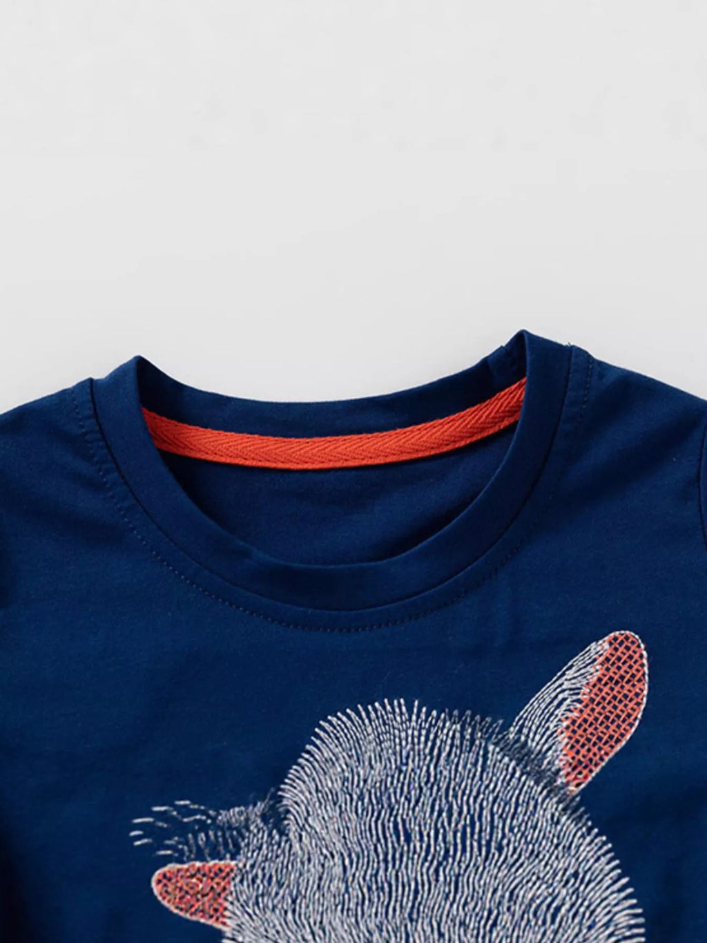 Children's Embroidered Goat Round Neck Tee