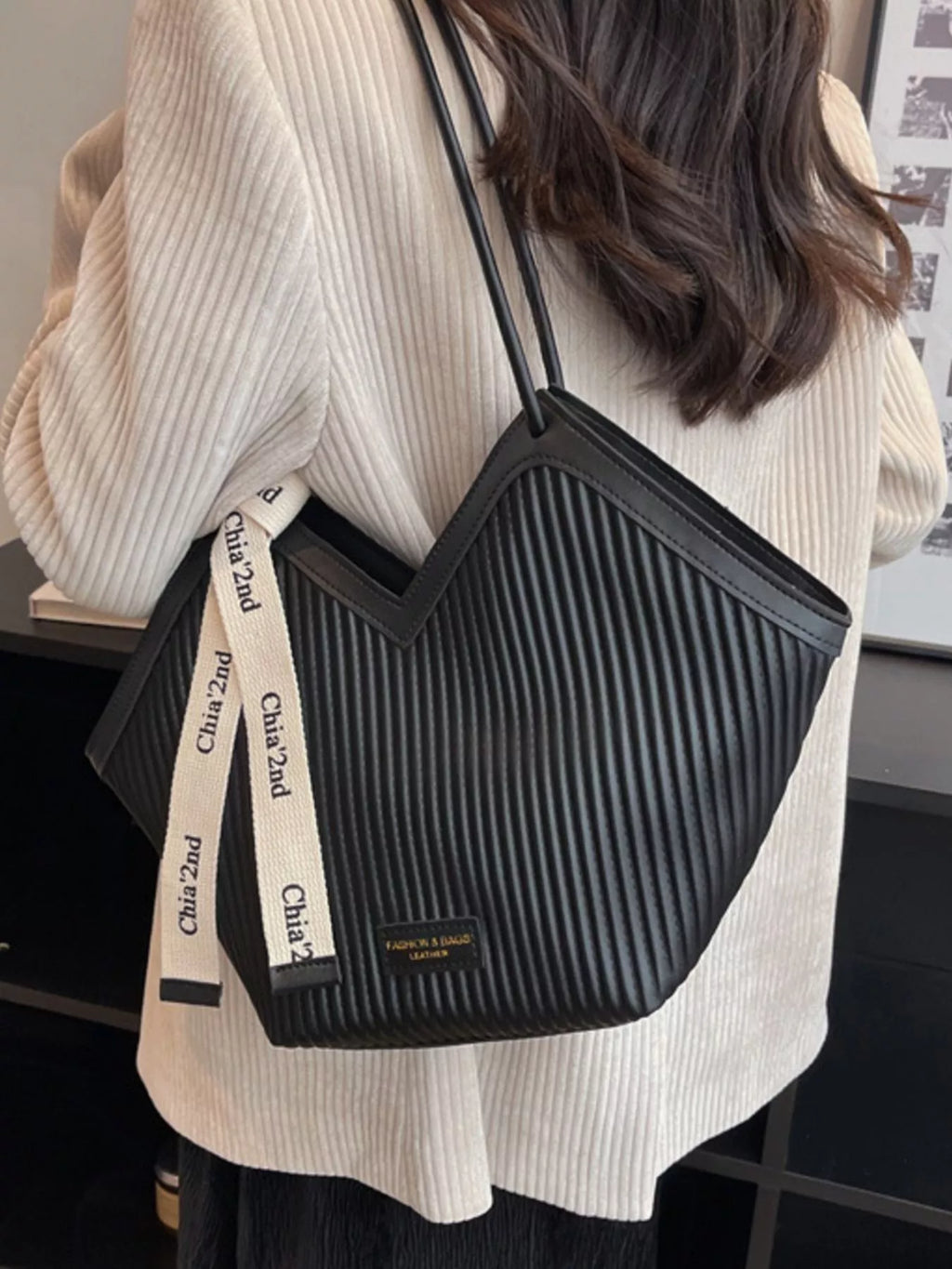 Textured Leather Shoulder Bag