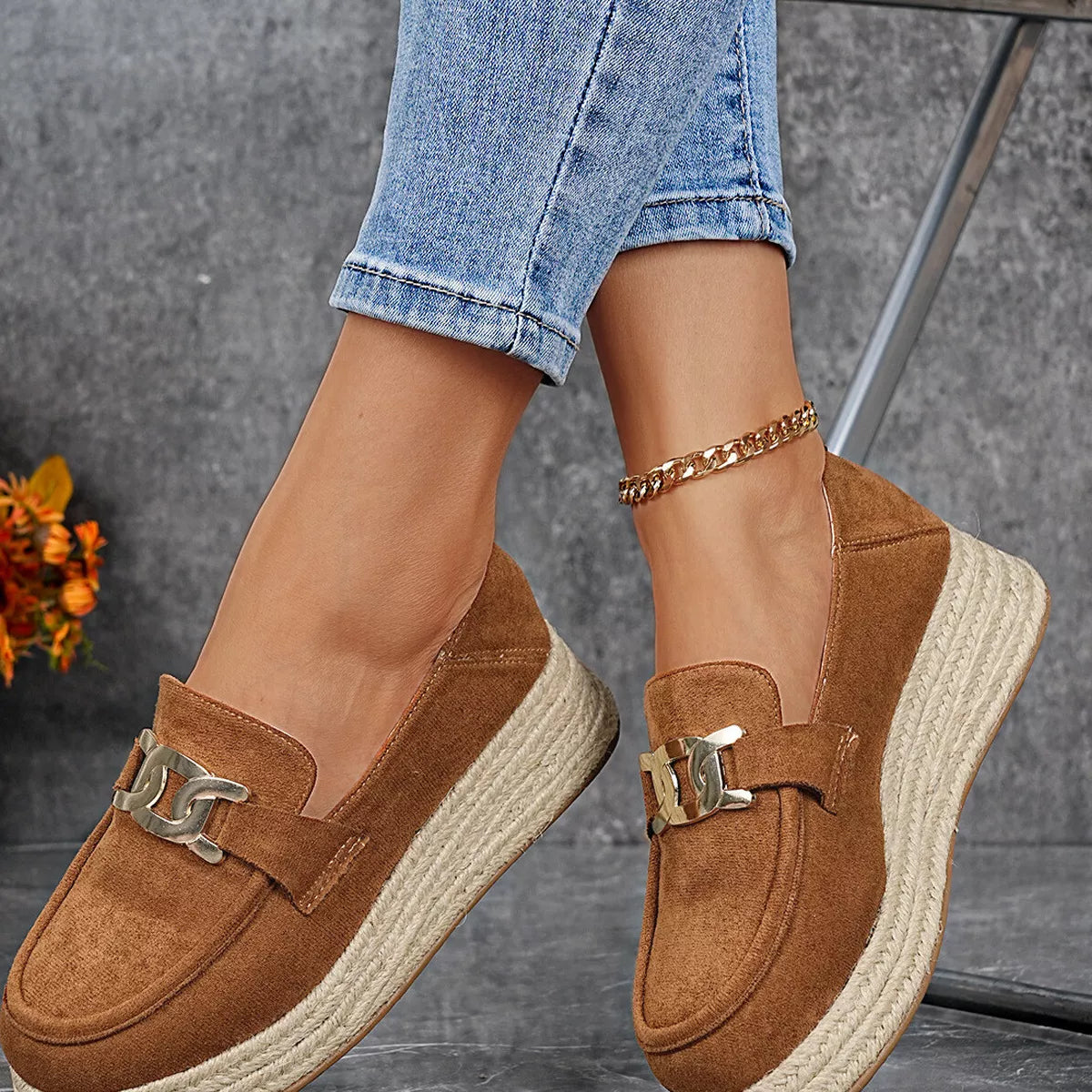 Round Toe Platform Slip-Ons