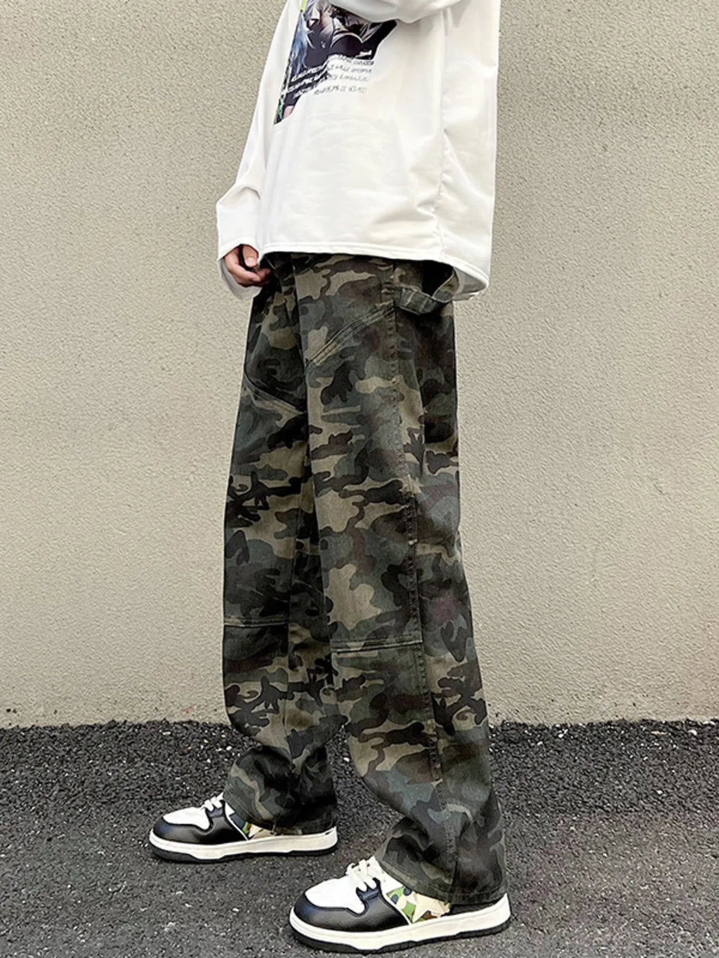 Men's Full Size Camouflage Loose Fit Jeans Plus Wize