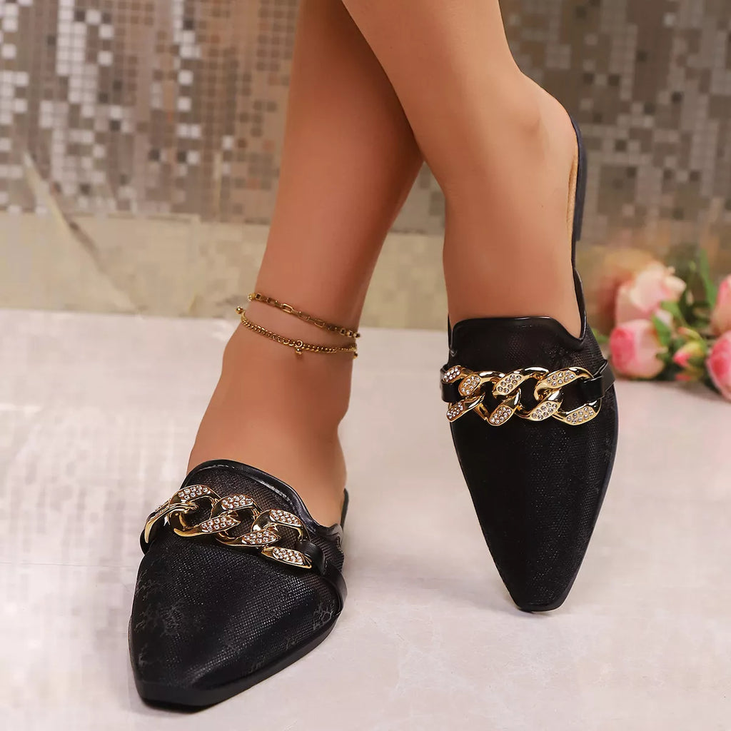 Point Toe Chain Detail Sandals