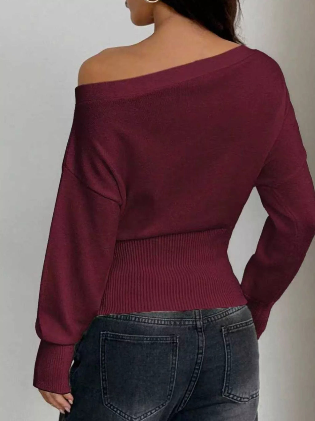 One Shoulder Cropped Sweater