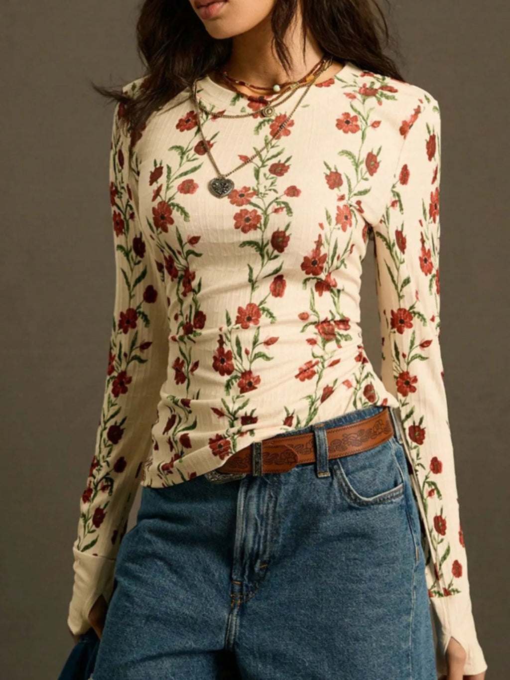 Floral Print Long Sleeve T-Shirt