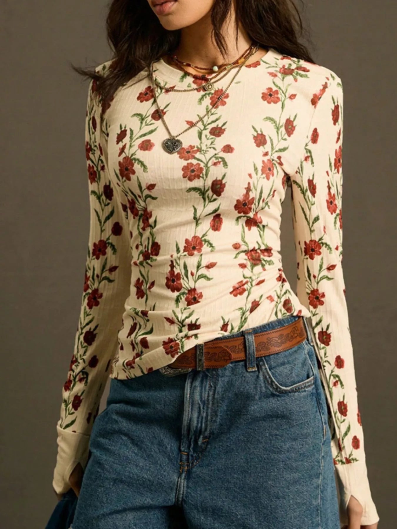 Floral Print Long Sleeve T-Shirt