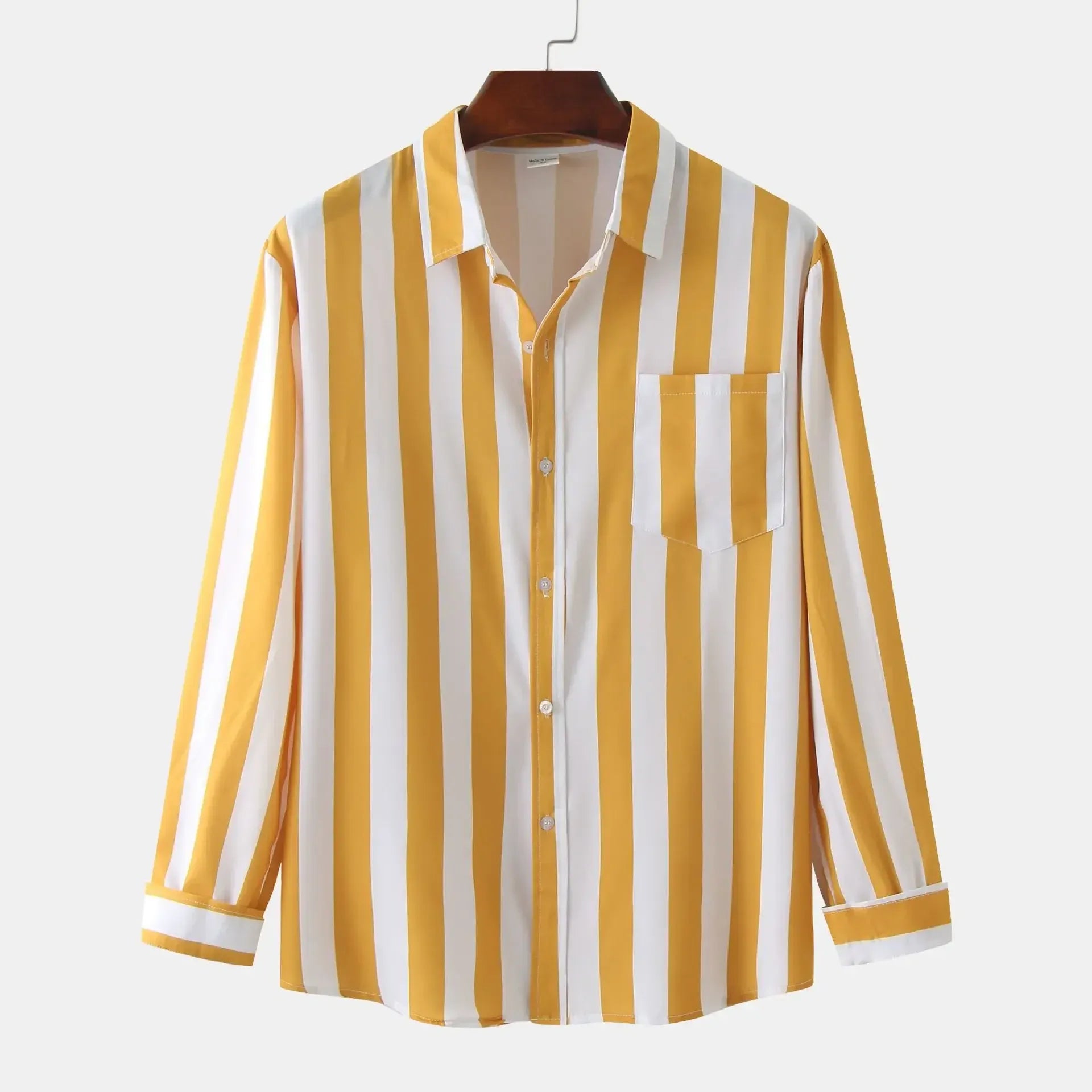 Men's Striped Button-Down Long Sleeve Shirt
