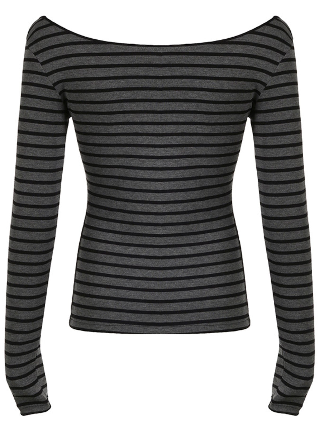 Striped Boat Neck Long Sleeve T-Shirt