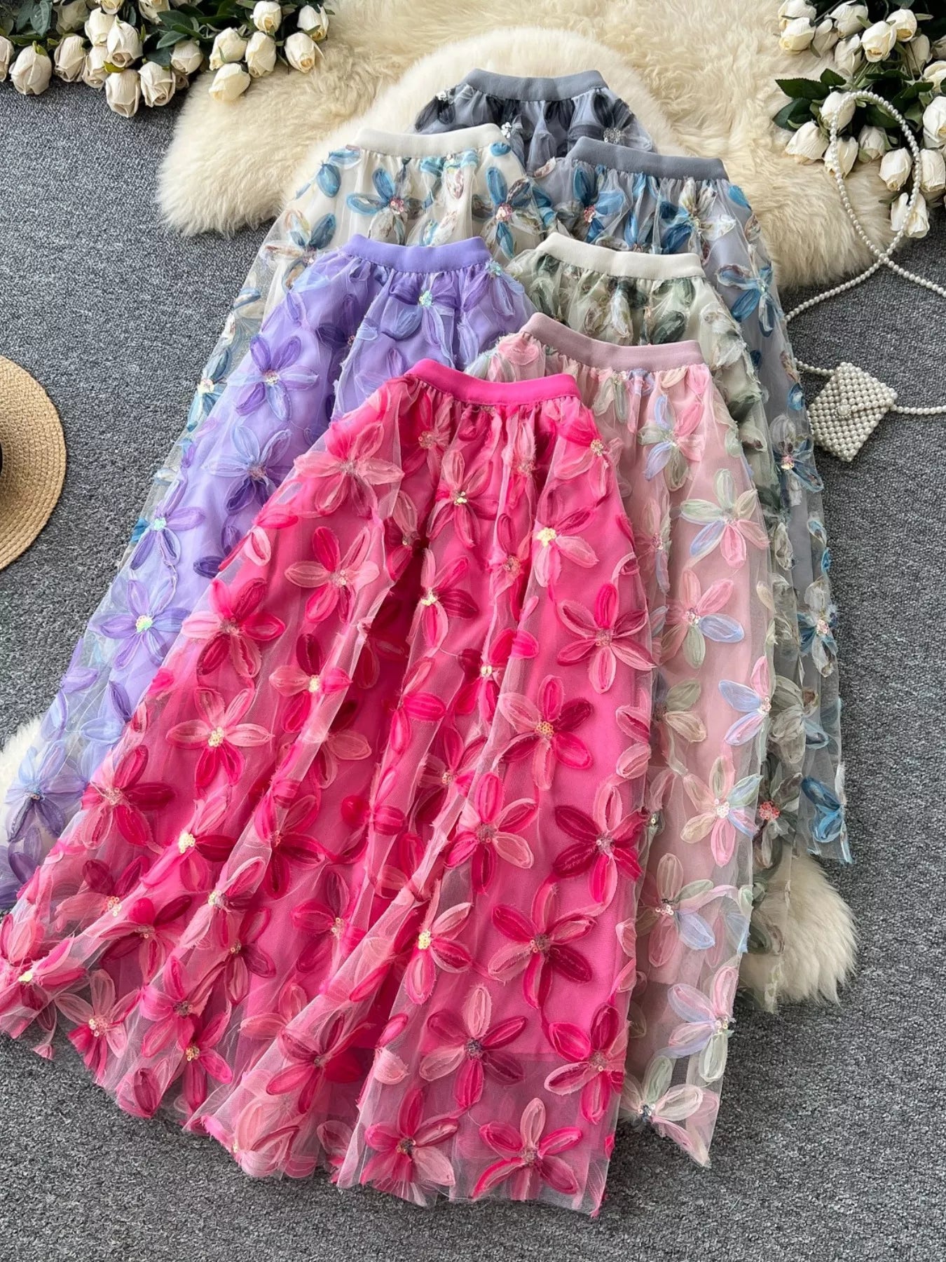 Floral Mesh Skirt