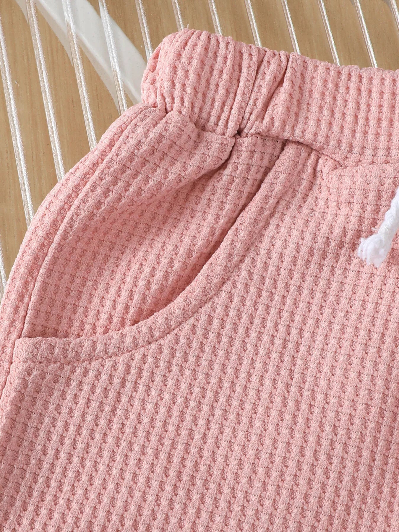 Children's Honey Flower Waffle Knit Tee and Shorts Set