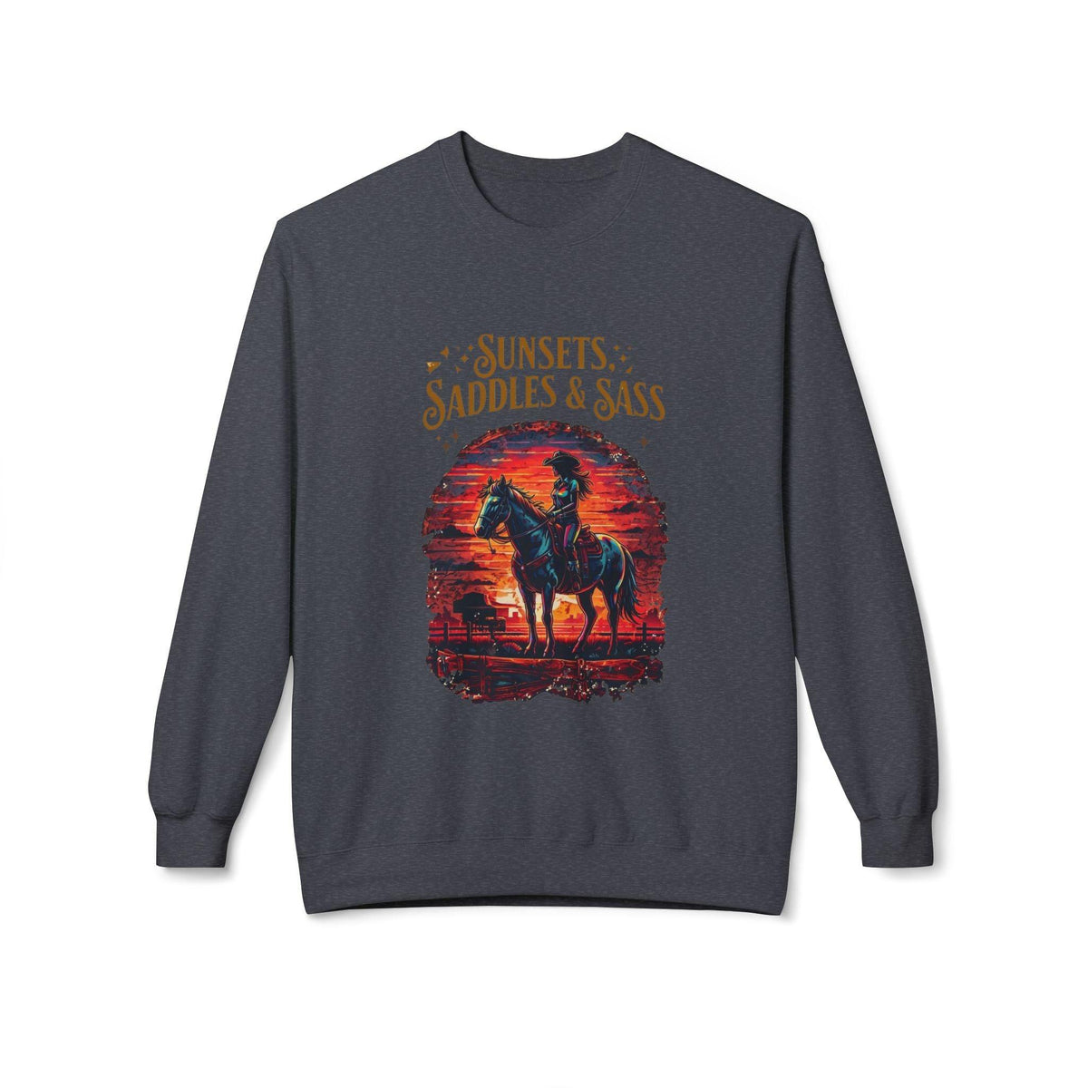 Sunsets Saddles and Sass Softstyle Fleece Crewneck Sweatshirt