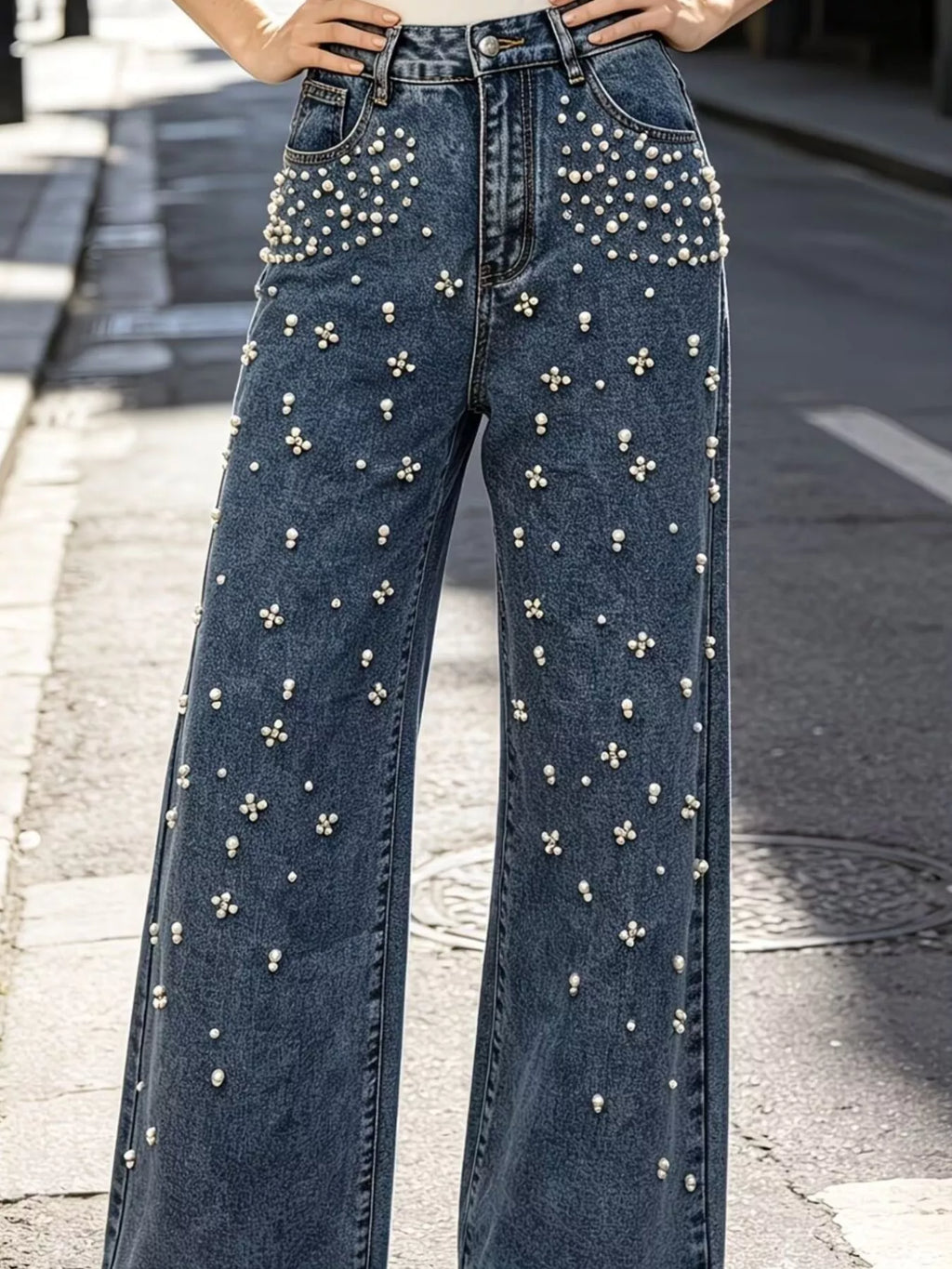 Embellished Wide-Leg Jeans