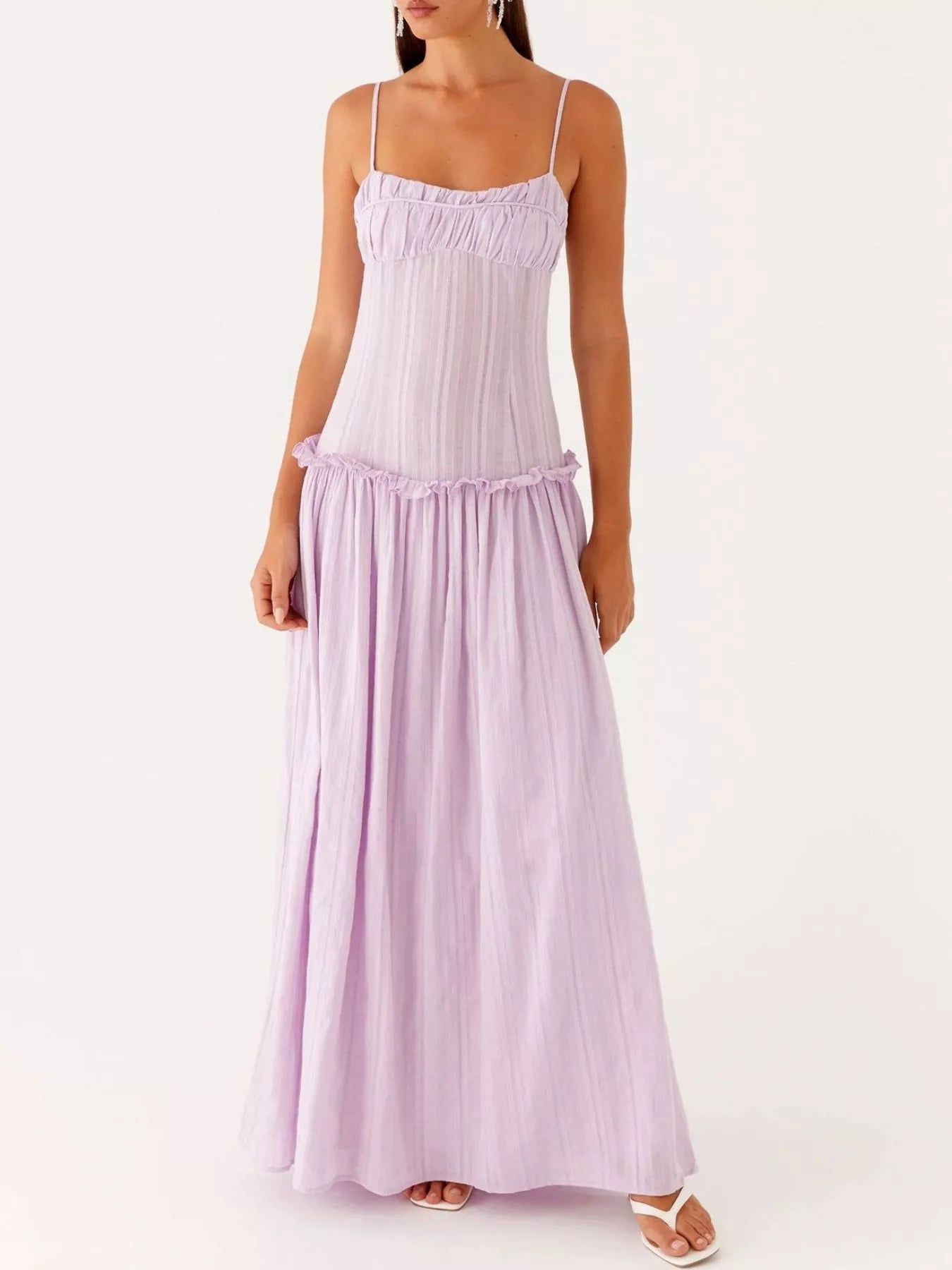 Ruched Spaghetti Strap Maxi Dress